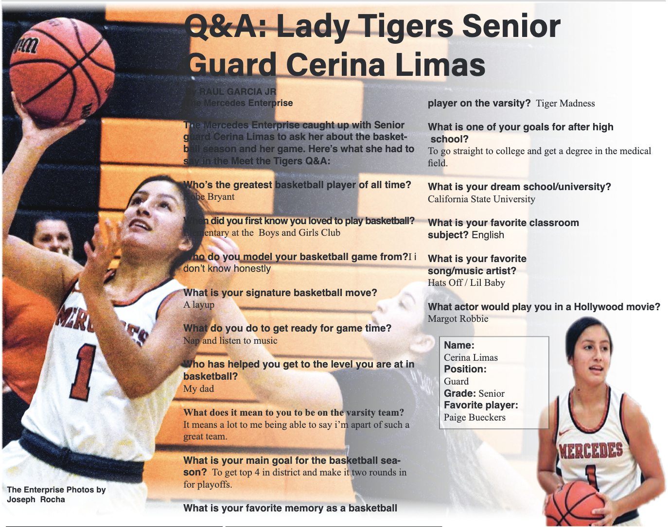 Q&A: Lady Tigers Senior Guard Cerina Limas