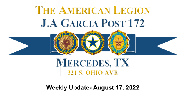 American Legion J.A. Garcia Post 172, Sept. 13, Update