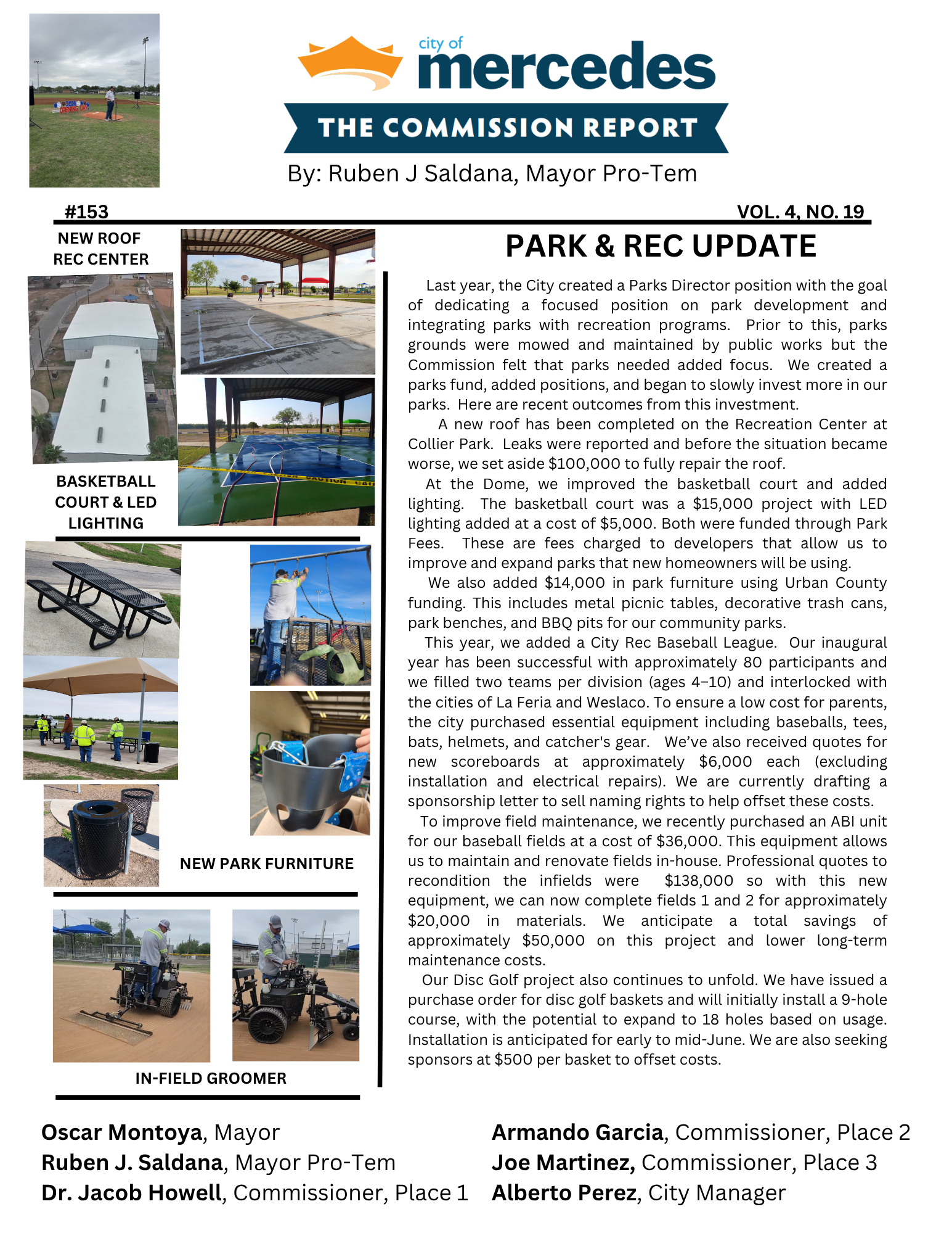CITY OF MERCEDES COMMISSION REPORT: PARK AND REC UPDATE